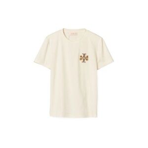 Tory Burch Cream Tee with Black Logo